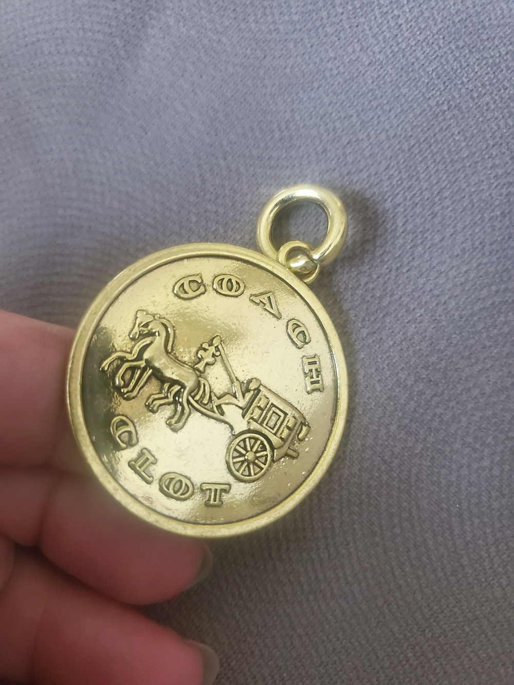 Coach Gold Tone Horse & Carriage Coin Charm Pendant